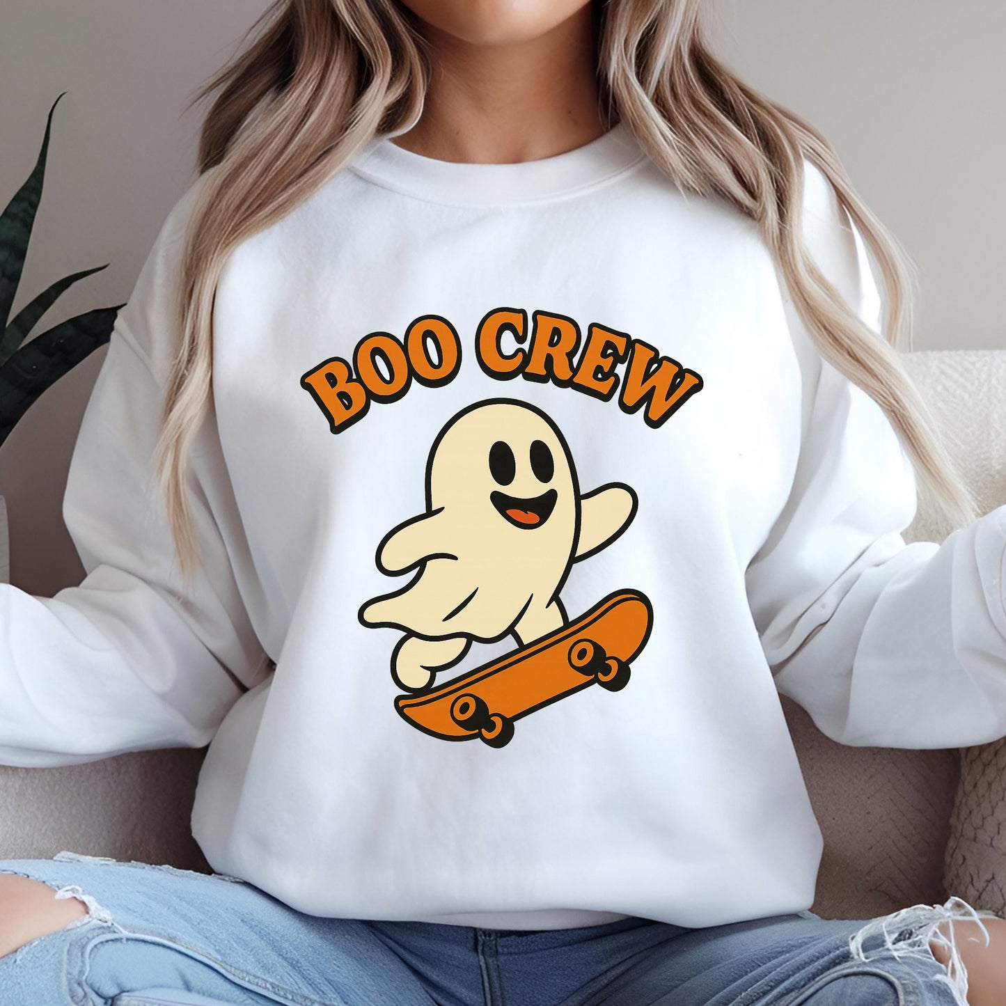Halloween Ghost Sweatshirt – Retro Skateboard Hoodie With Spooky Cute Sweater Design