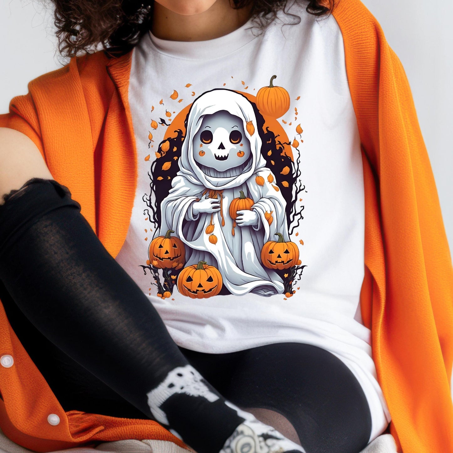 Halloween Ghost Shirt - Cute Pumpkin Patch Shirt | Unisex Soft Cotton Tee