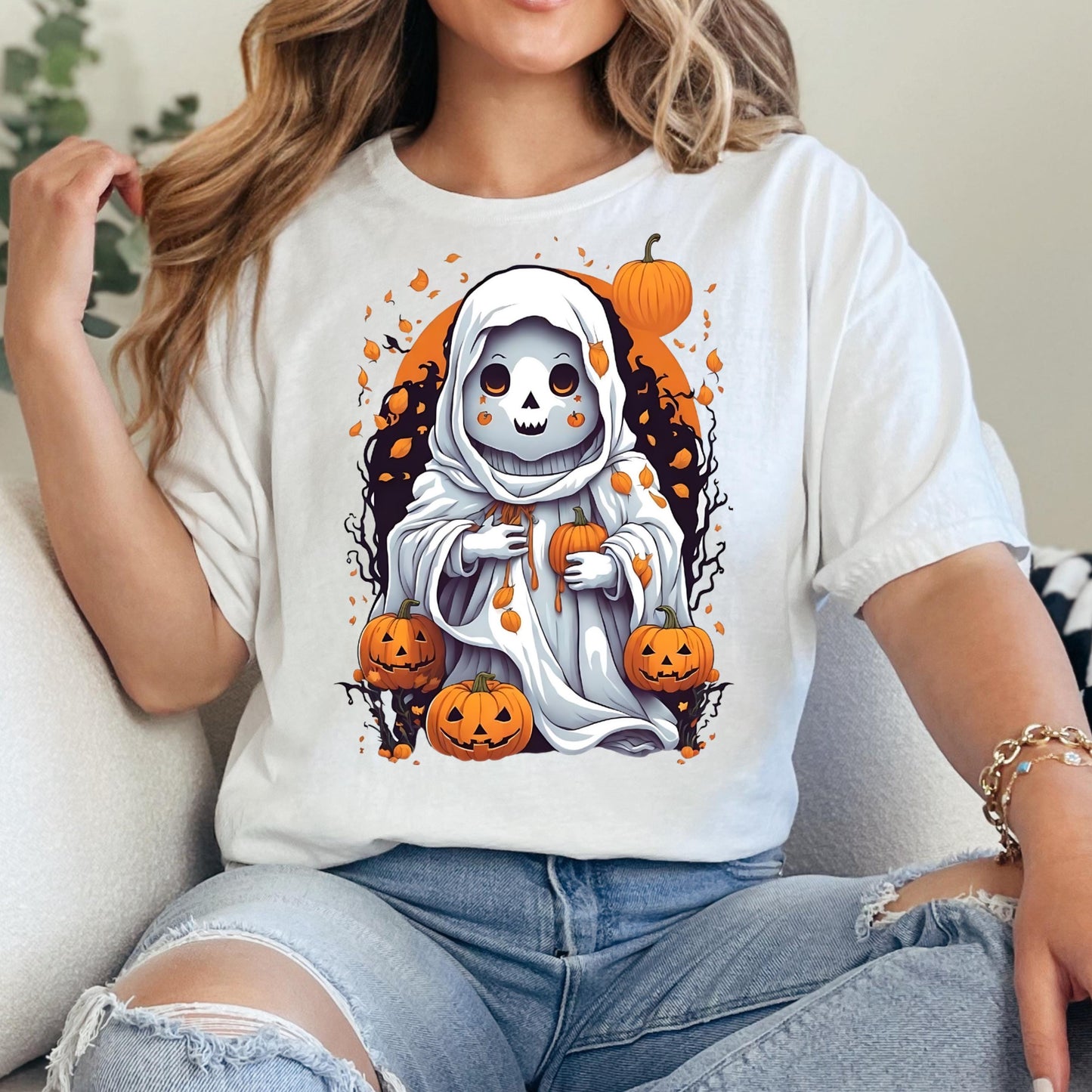 Halloween Ghost Shirt - Cute Pumpkin Patch Shirt | Unisex Soft Cotton Tee