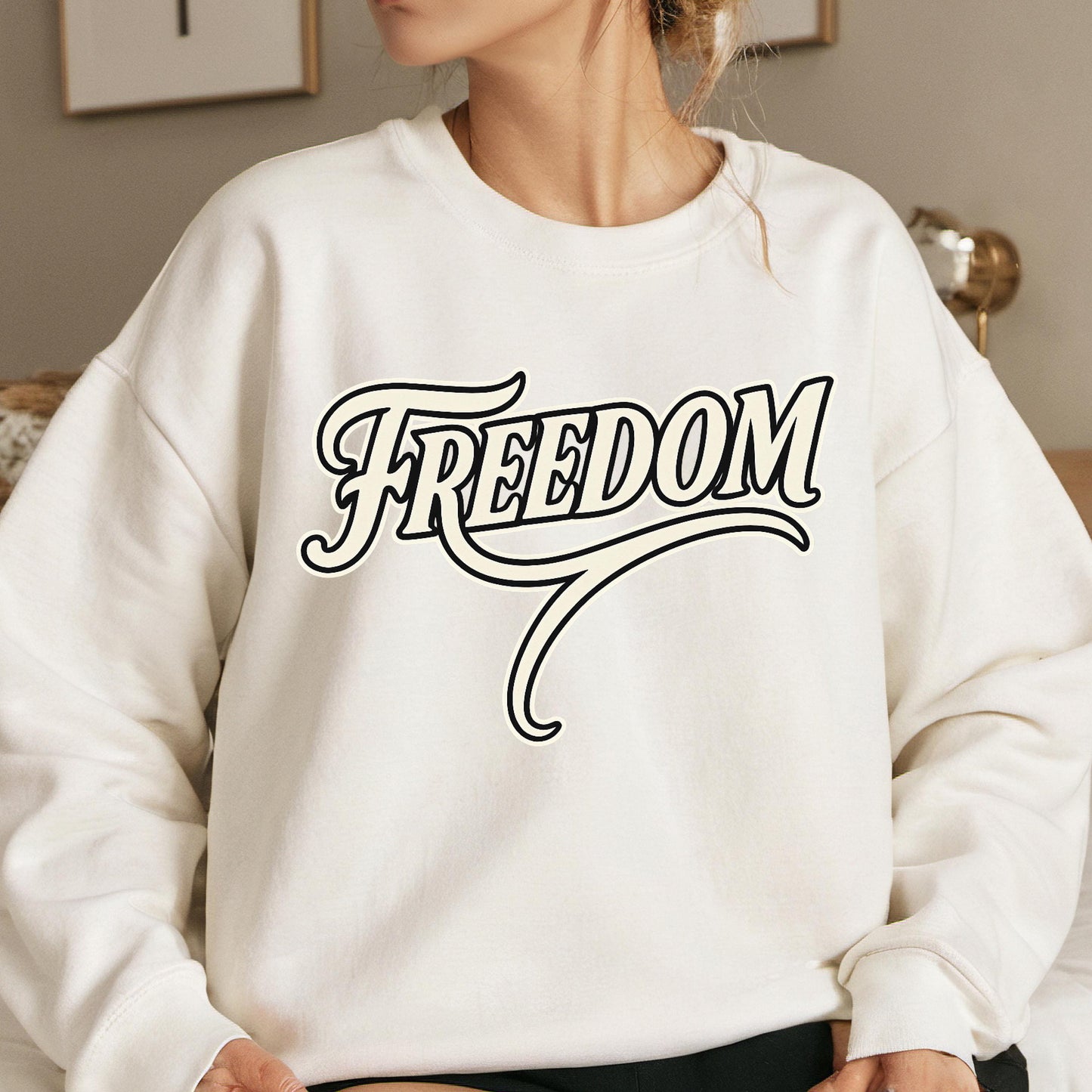 Freedom Sweatshirt – Vintage Script Cotton Blend | Retro Streetwear Hoodie