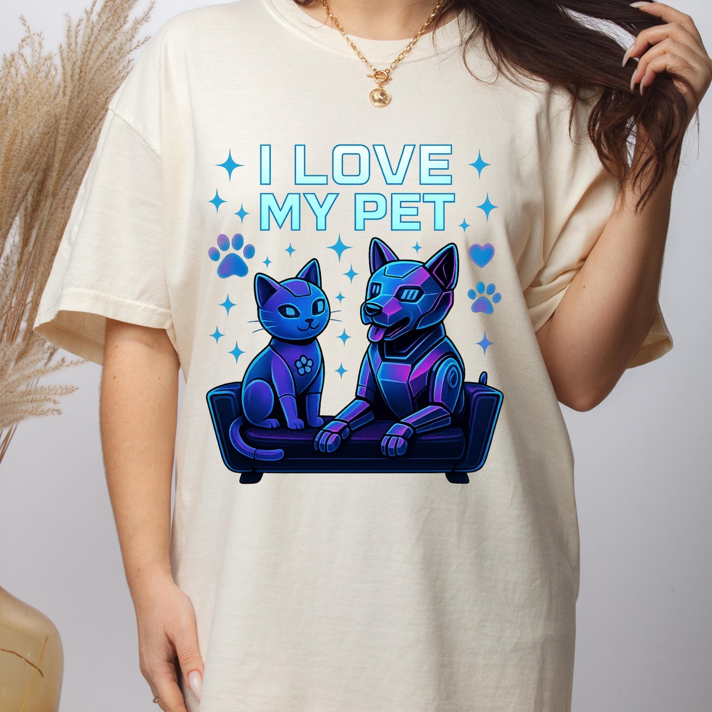 Cyber Cat Graphic Tee – Neon Pet Shirt | Vintage Cat Tee Unisex Top