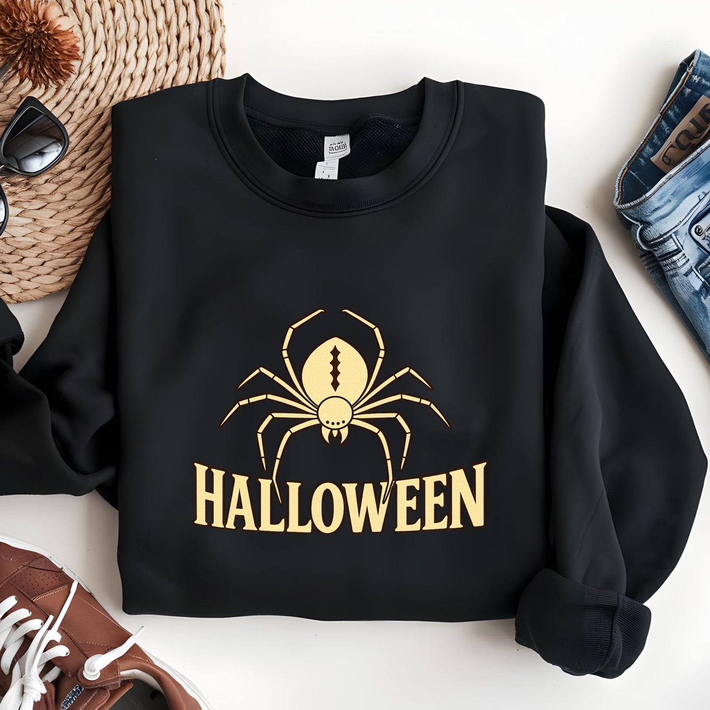 Halloween Spider Sweatshirt – Cozy Fall Sweater With Gothic Graphic Hoodie