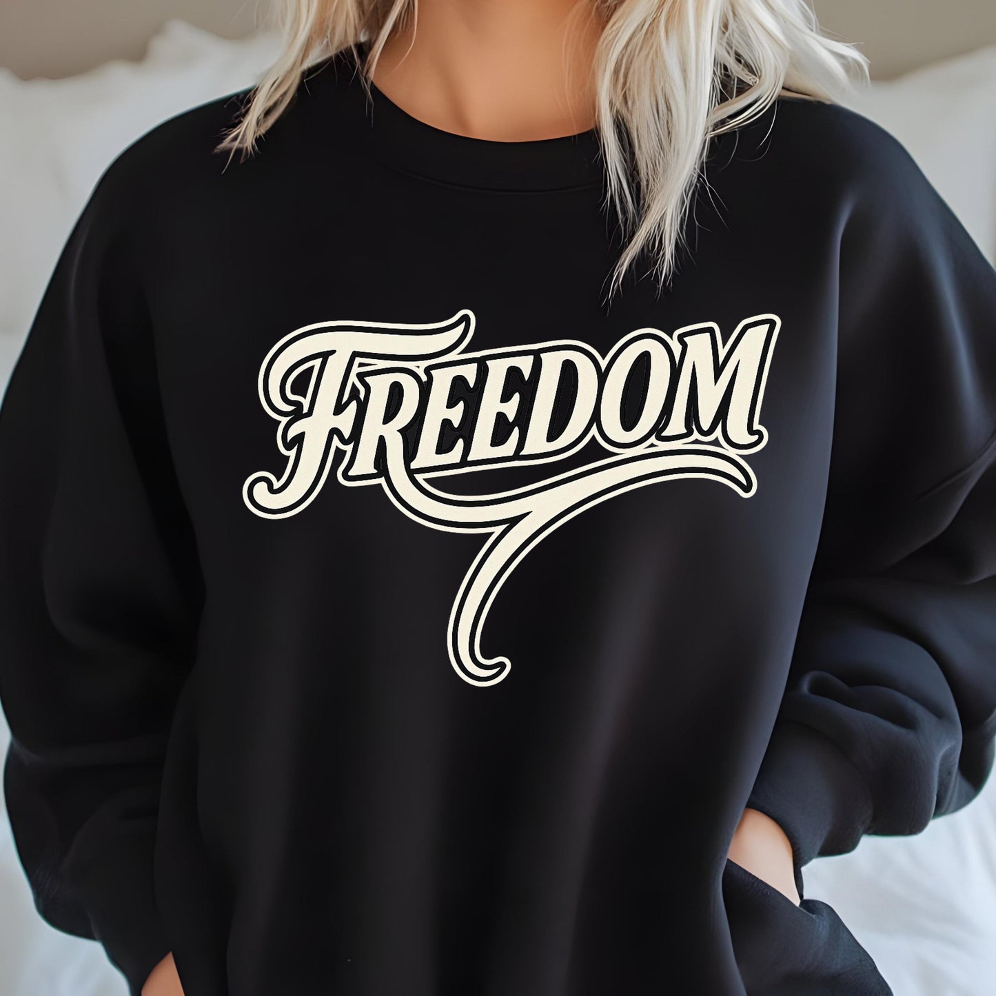 Freedom Sweatshirt – Vintage Script Cotton Blend | Retro Streetwear Hoodie