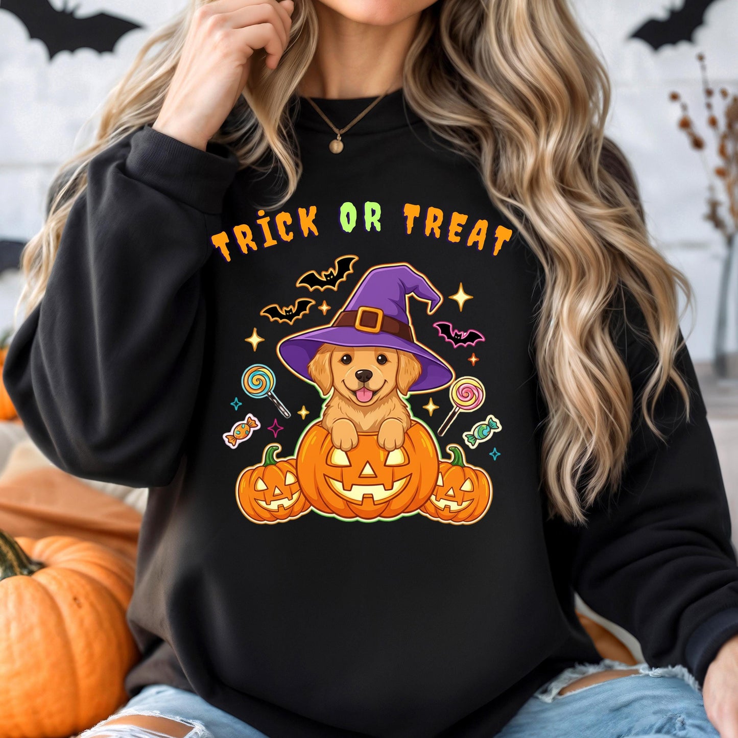 Halloween Puppy Sweatshirt – Pumpkin Dog Shirt | Cozy Fall Crewneck