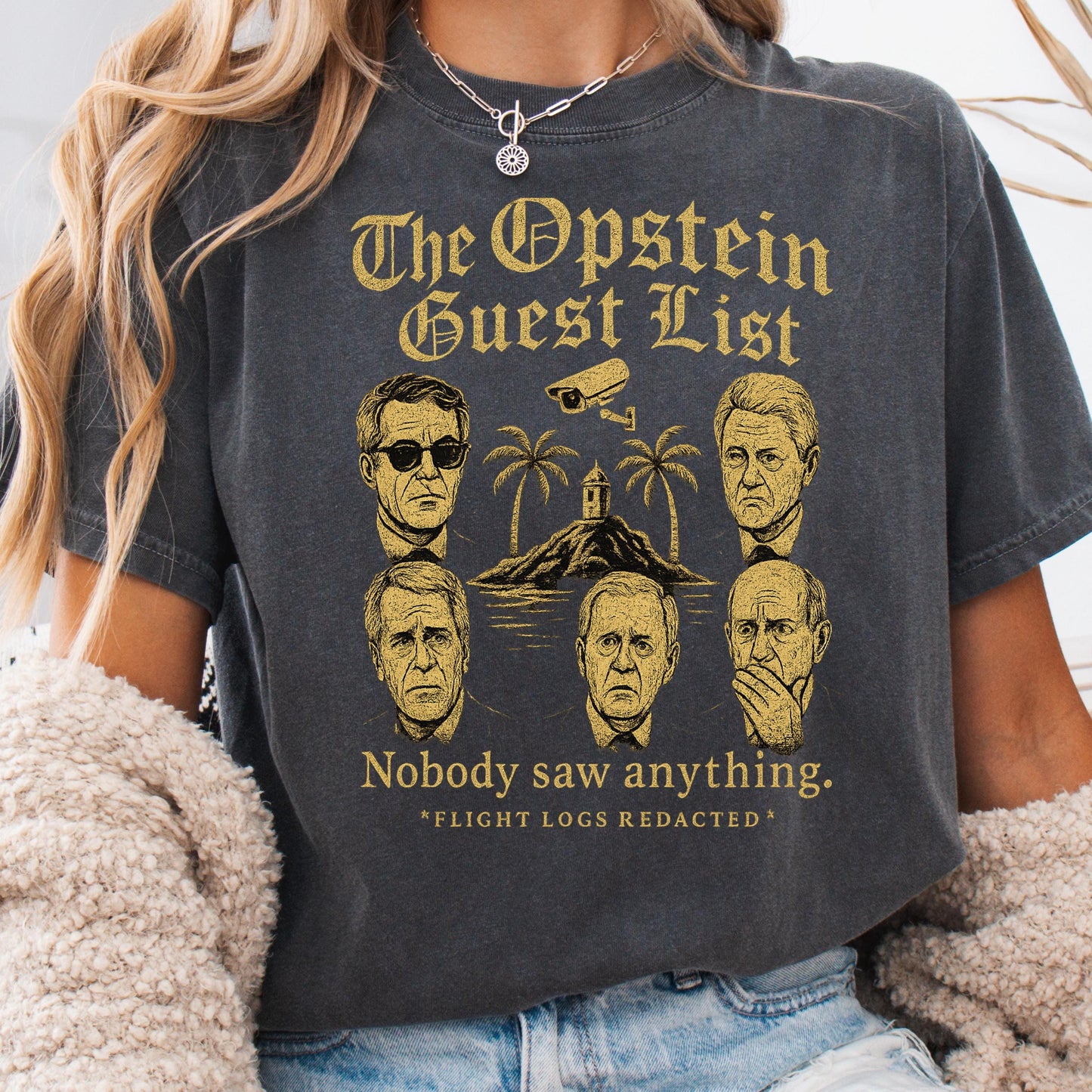 Political Satire Shirt – Trump Epstein Shirt | Dark Humor Graphic Tee, Unisex Vintage T-Shirt