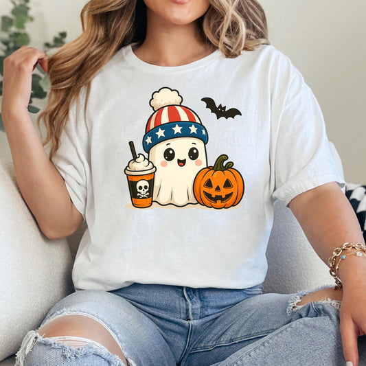 Ghost Coffee Shirt – Cute Halloween T-Shirt | Boo Ghost Shirt | Soft Cotton Tee
