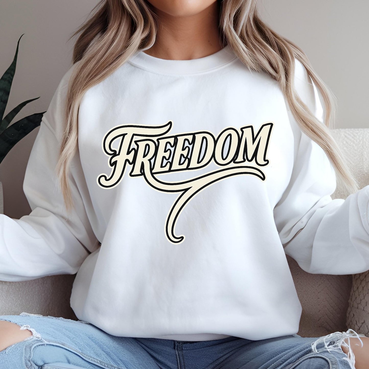 Freedom Sweatshirt – Vintage Script Cotton Blend | Retro Streetwear Hoodie