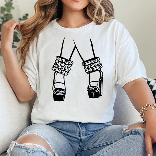 Western Rodeo T-Shirt - Rustic Country Fashion Boho Cowboy Shirt With Silver Bead Ankle Cuffs