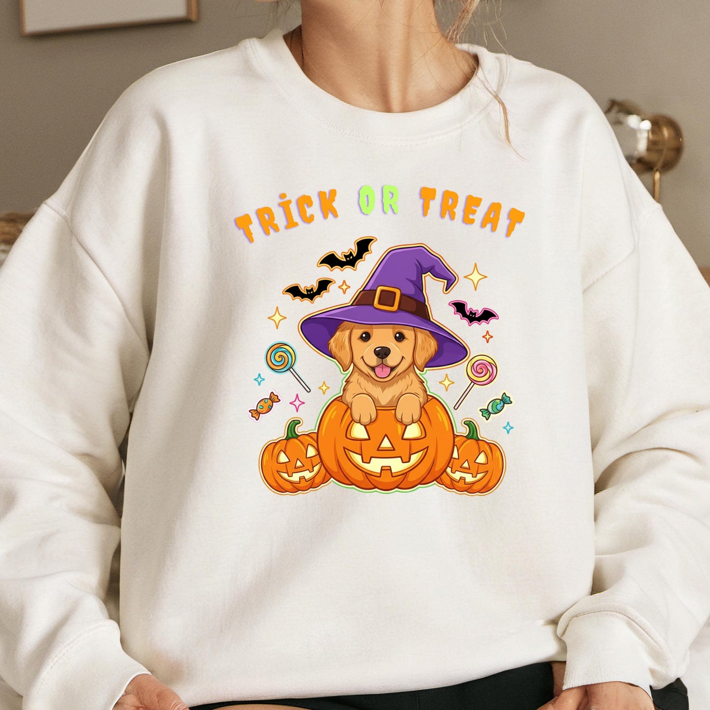 Halloween Puppy Sweatshirt – Pumpkin Dog Shirt | Cozy Fall Crewneck