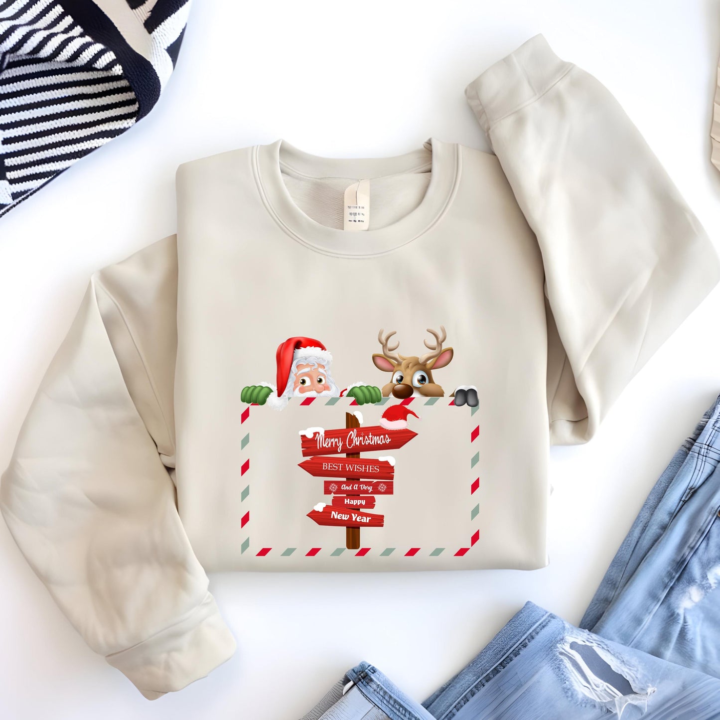 Santa Reindeer Sweatshirt – Cozy Holiday Crewneck | Unisex Christmas Apparel
