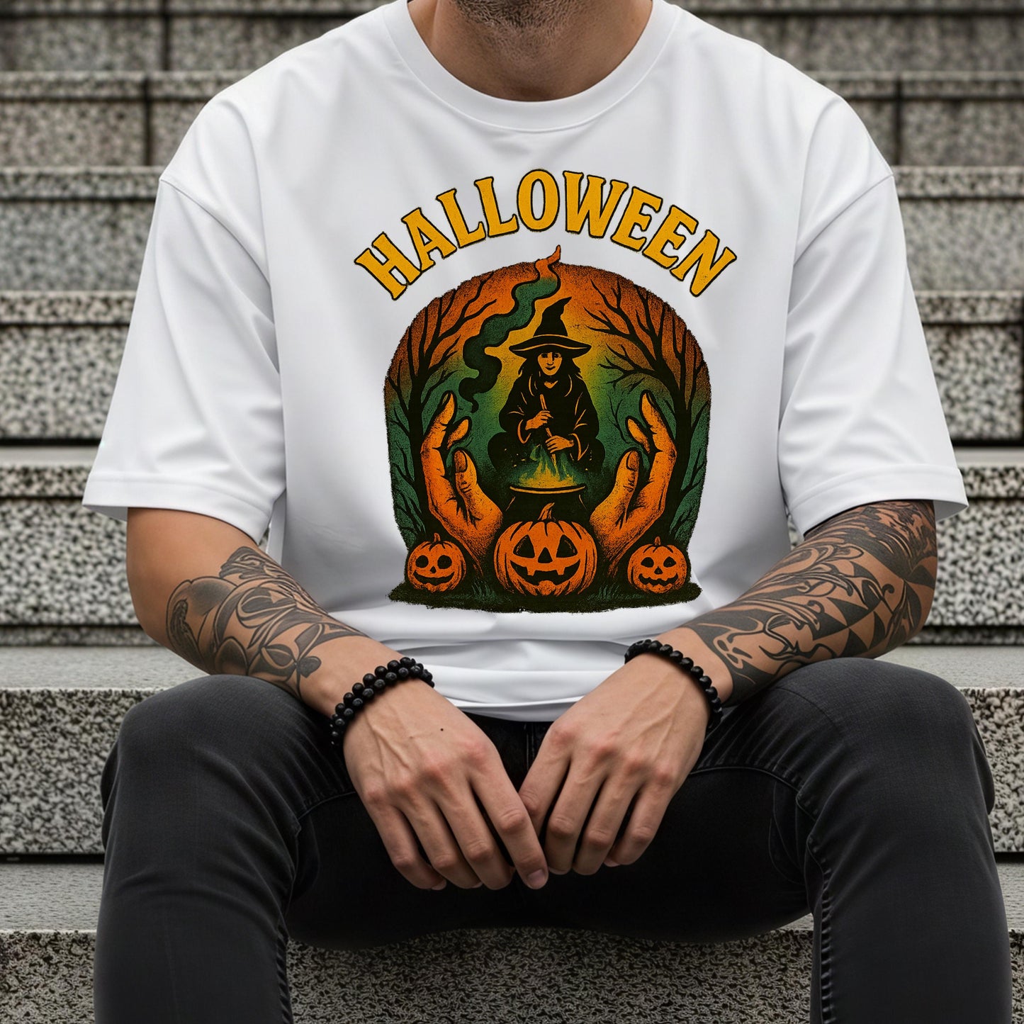 Witch Pumpkin T-Shirt - Vintage Halloween Shirt | Unisex Graphic Tee