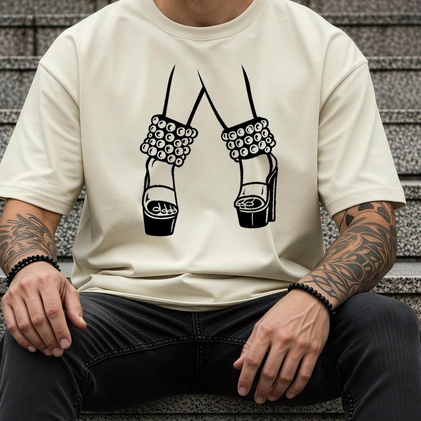 Western Rodeo T-Shirt - Rustic Country Fashion Boho Cowboy Shirt With Silver Bead Ankle Cuffs