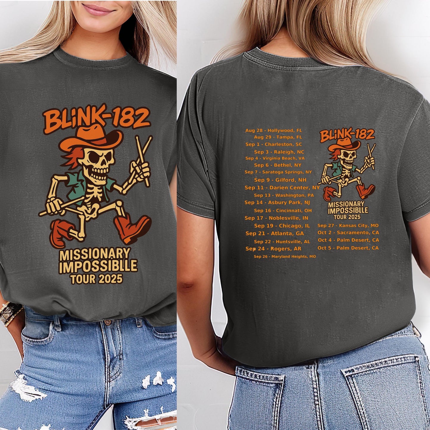Blink-182 T-Shirt – Vintage Band Tee With Skeleton Cowboy Graphic