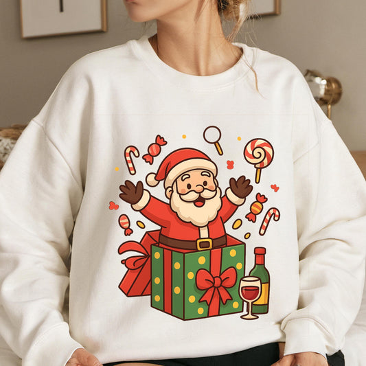 Santa Christmas Sweatshirt: Unisex Candy Cane Graphic Pullover