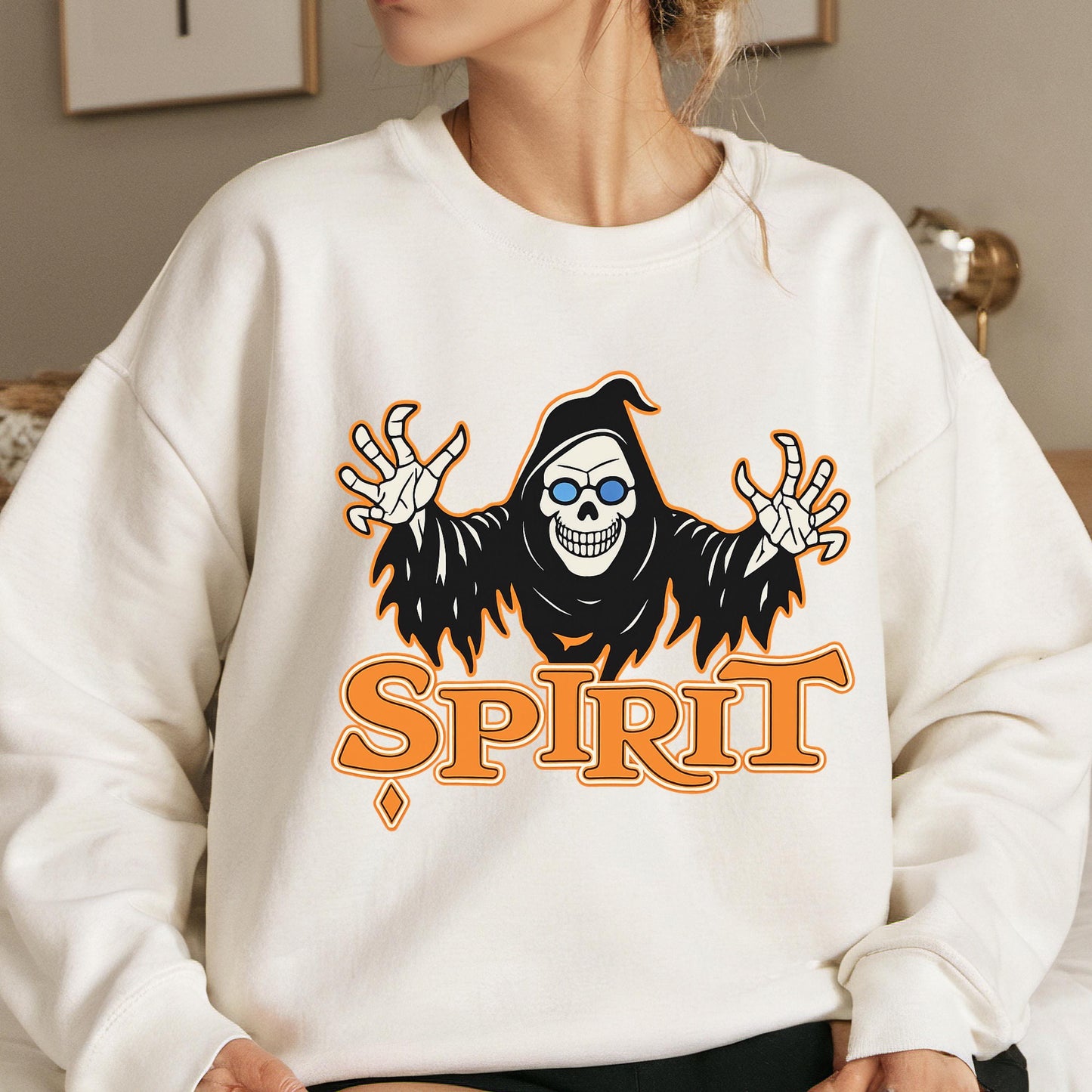 Grim Reaper Sweatshirt – Unisex Halloween Pullover With Skeleton Spirit Design