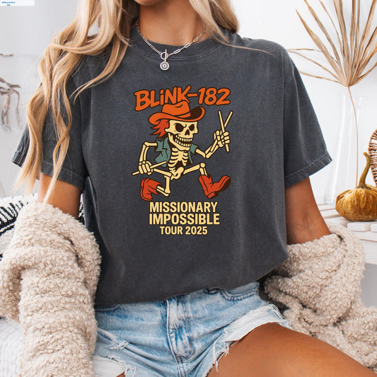 Blink-182 T-Shirt - Skeleton Cowboy Tee | Vintage Band Shirt Cotton Graphic