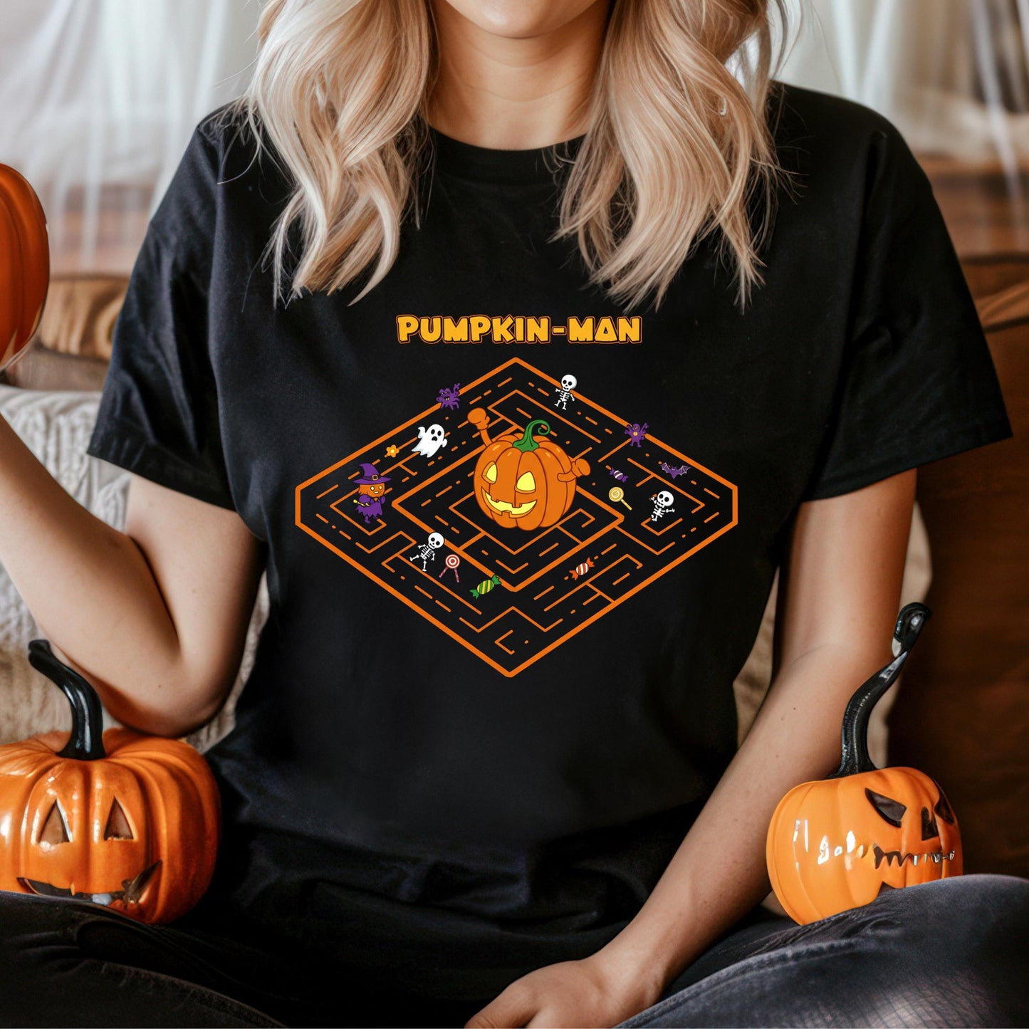 Pumpkin Man Halloween T-Shirt – Retro Gaming Shirt | Spooky Boys Tee