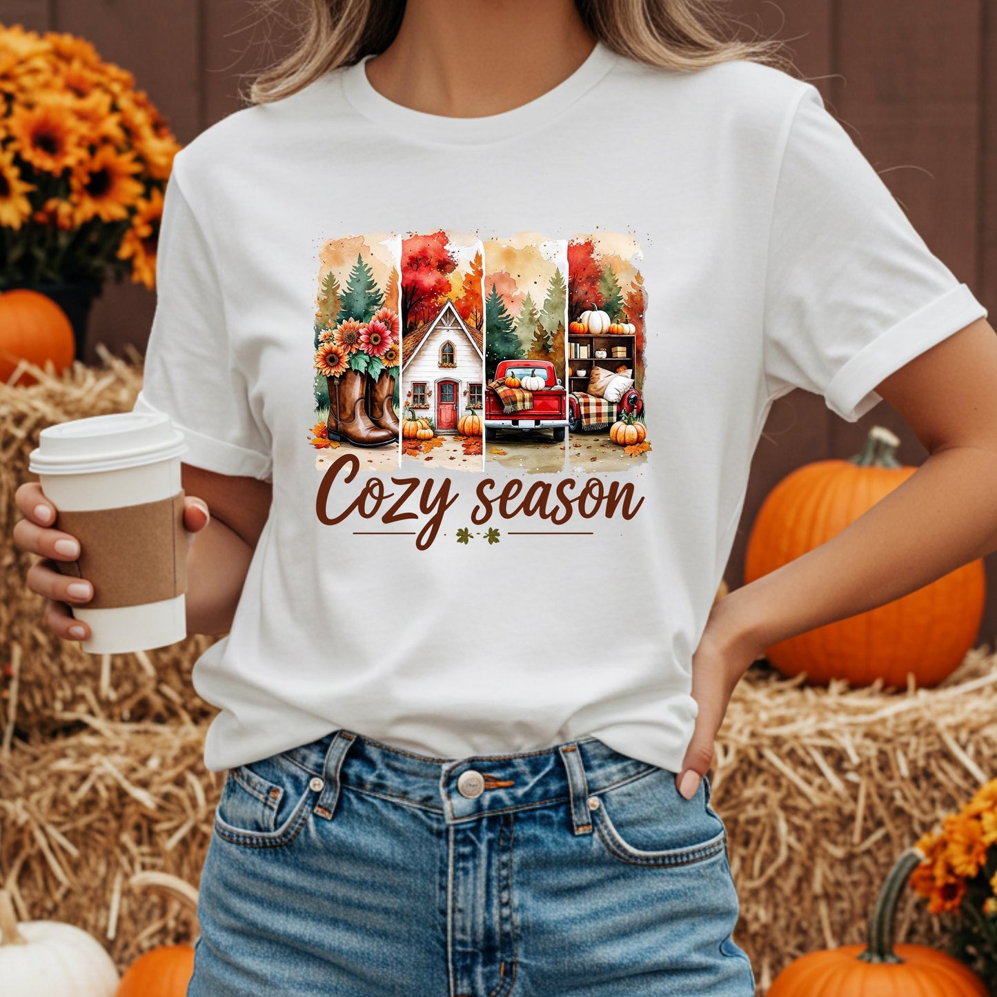 Fall Graphic Tee – Cozy Country Western Pumpkin Truck Shirt | Vintage Autumn Style