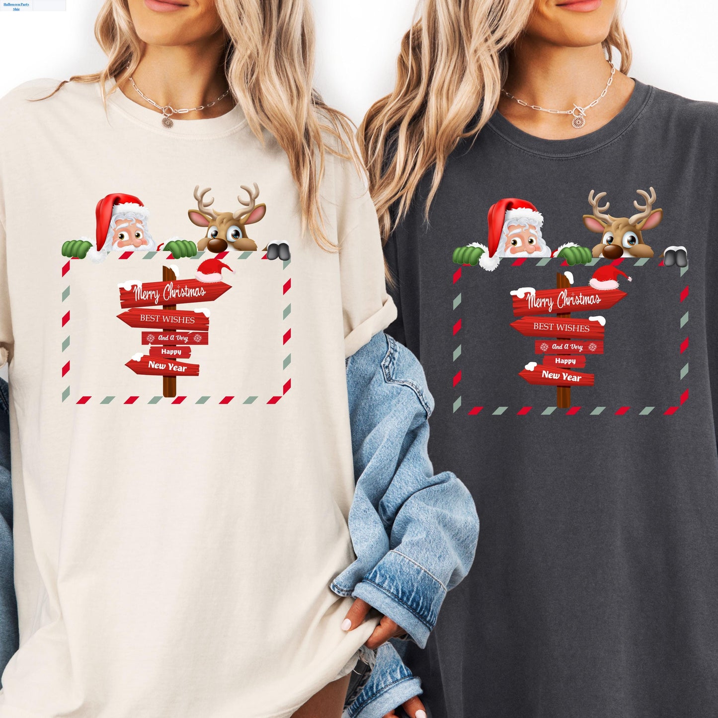 Santa Reindeer Christmas Shirt – Soft Cotton Tee | Festive Holiday Graphic Tee