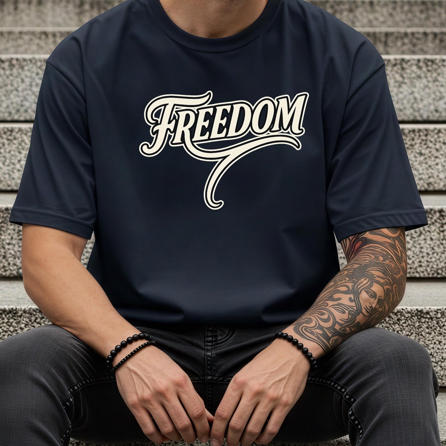 Retro Freedom T-Shirt – Inspirational Typography Tee | Vintage Script Shirt