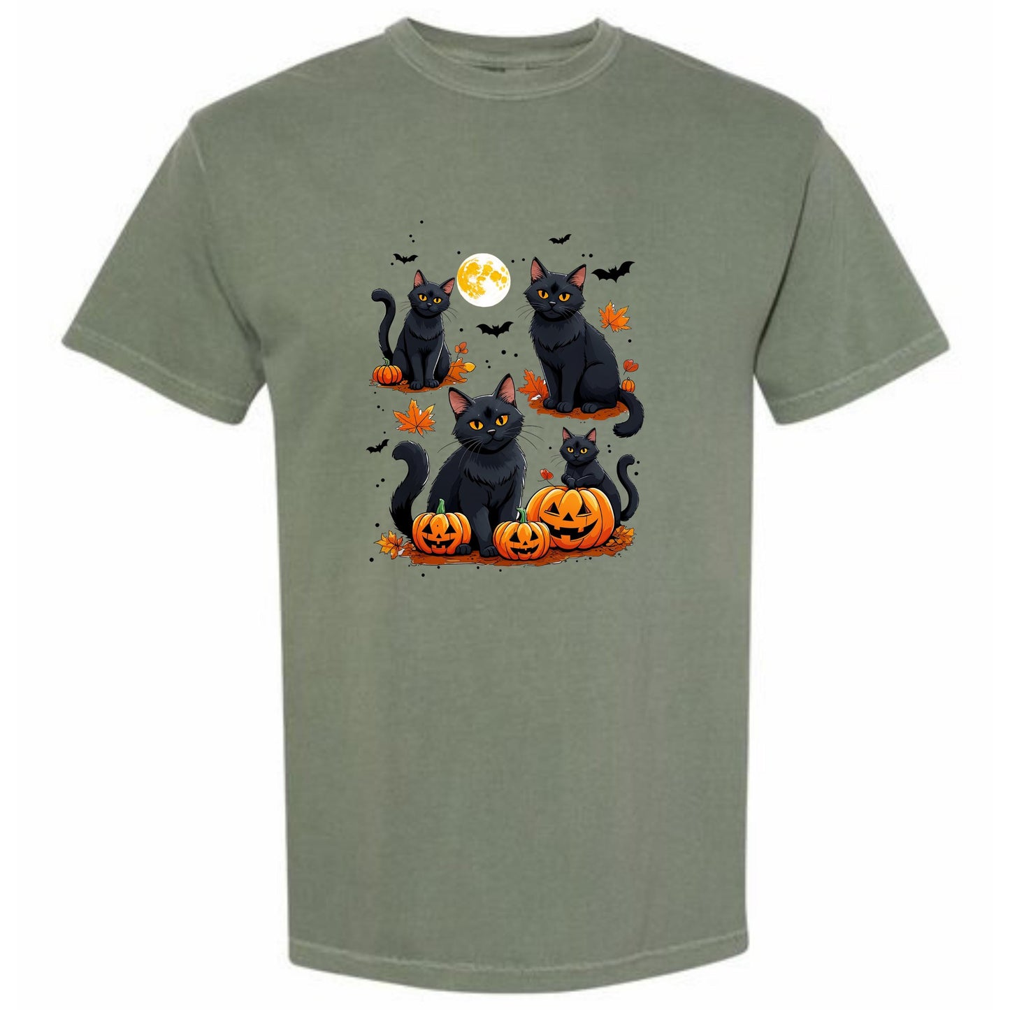 Black Cat Sweatshirt – Cozy Halloween Crewneck With Pumpkin Bat Graphics