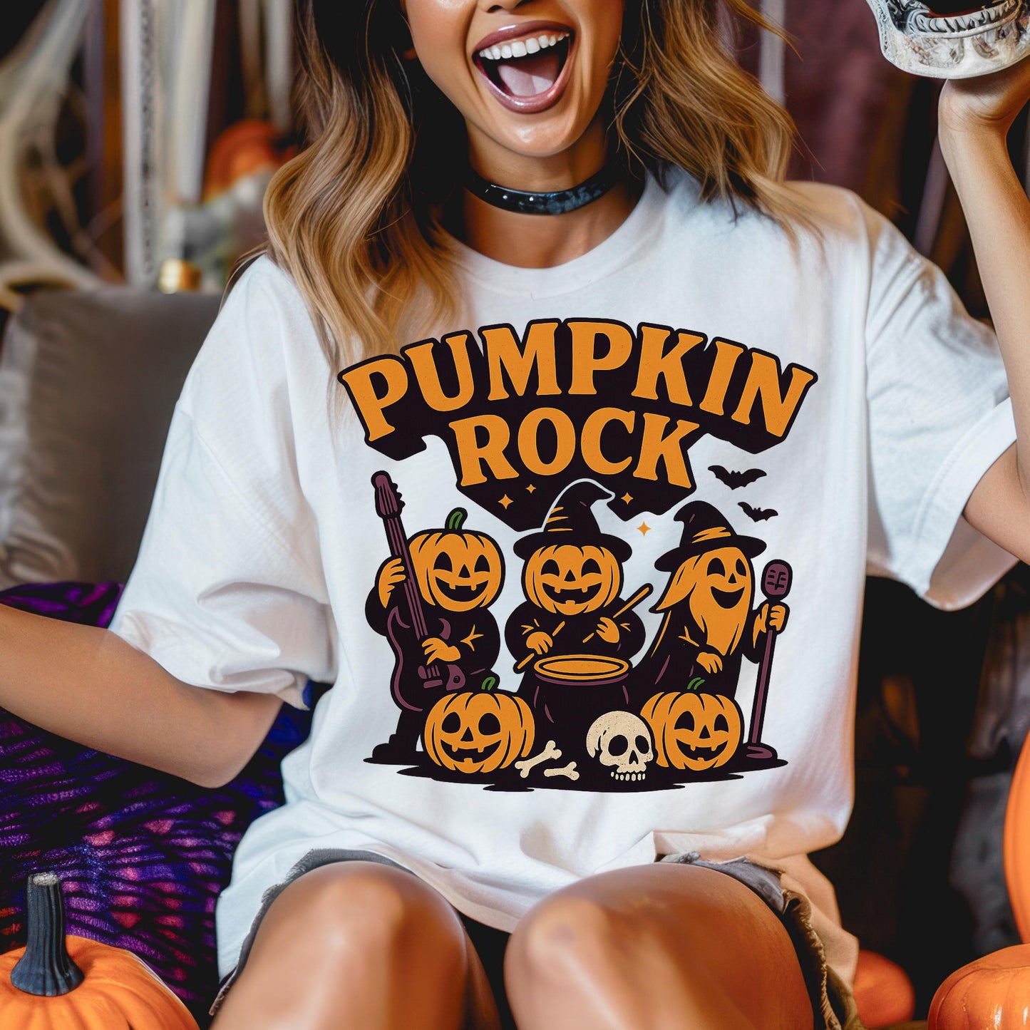 Pumpkin Rock Band Tee – Funny Jack O Lantern Shirt | Halloween Band Shirt