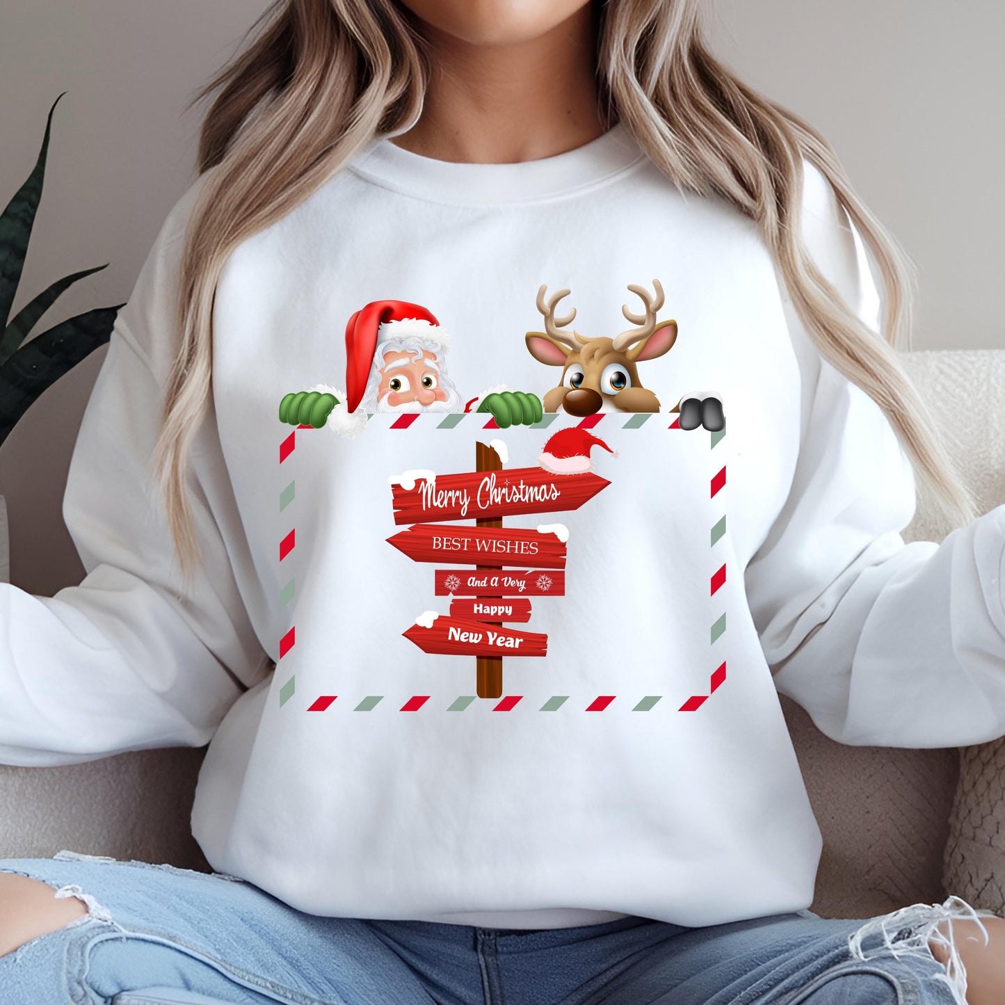 Santa Reindeer Sweatshirt – Cozy Holiday Crewneck | Unisex Christmas Apparel