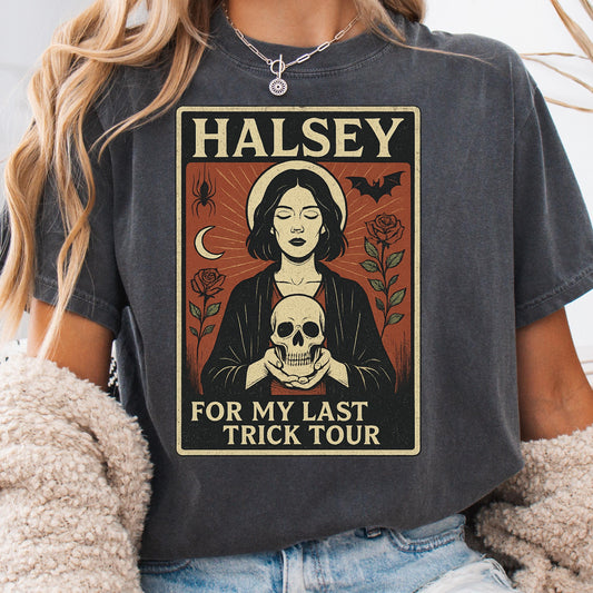 Halsey Tarot Shirt - Gothic Concert Tee With Skull Rose Motif & Witchy Design