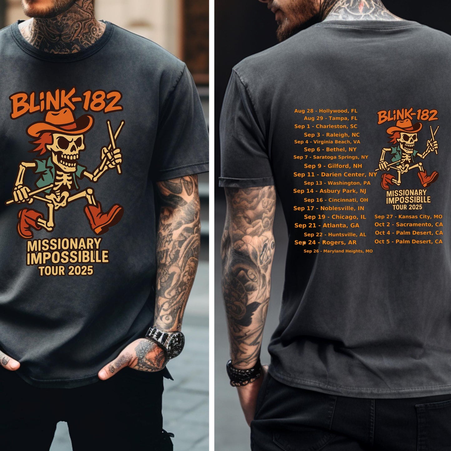 Blink-182 T-Shirt – Vintage Band Tee With Skeleton Cowboy Graphic