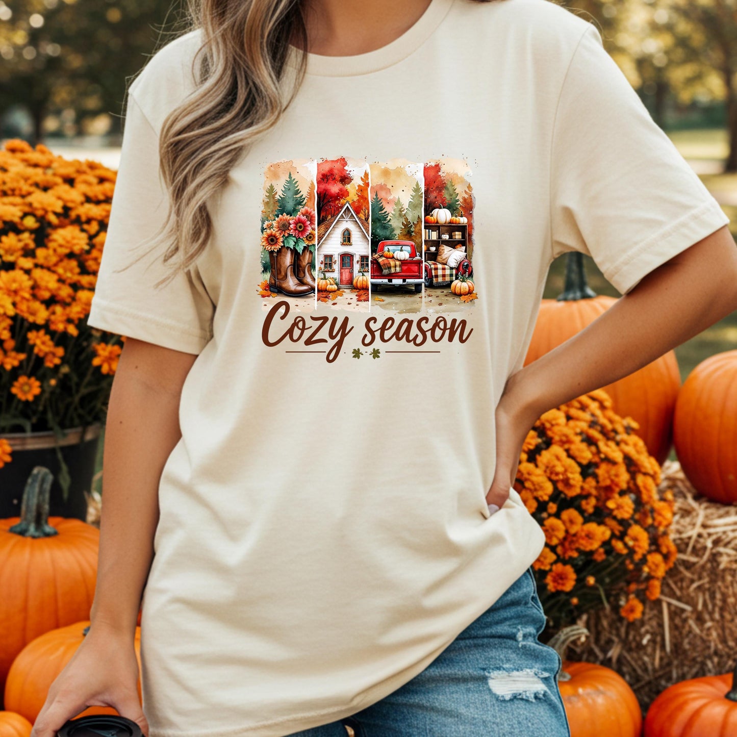 Fall Graphic Tee – Cozy Country Western Pumpkin Truck Shirt | Vintage Autumn Style