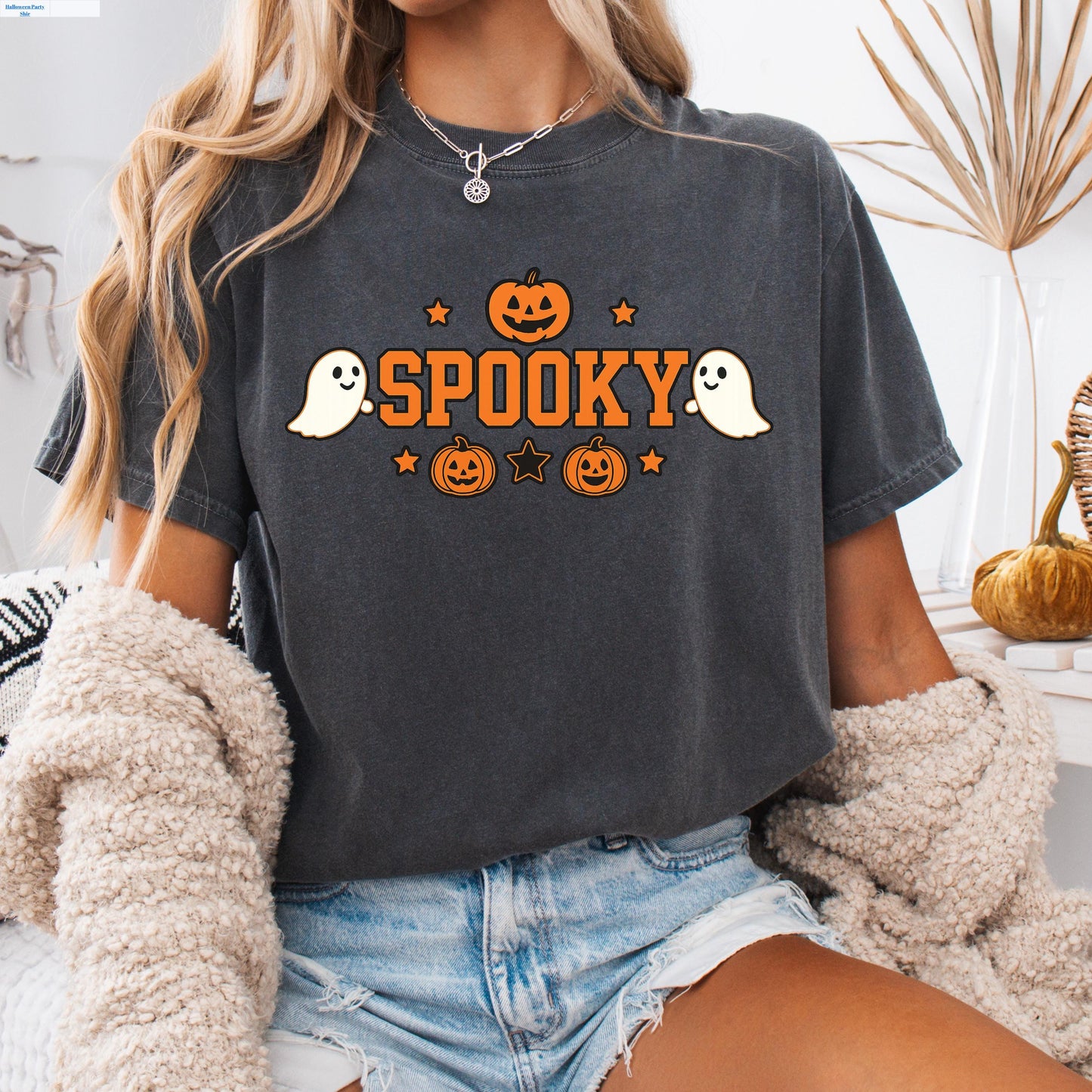 Spooky Ghost Pumpkin Tee – Retro Halloween Shirt | Soft Cotton Unisex Tee