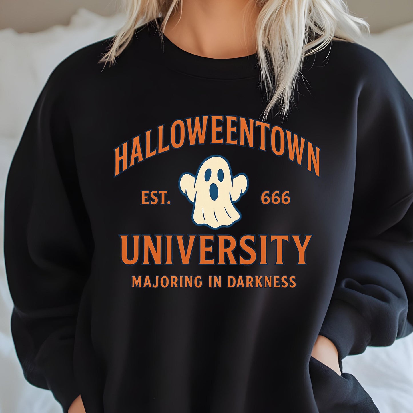 Halloween Sweatshirt – Cozy Oversized Cotton Blend Retro Fall Outfit With Ghost Pumpkin Design