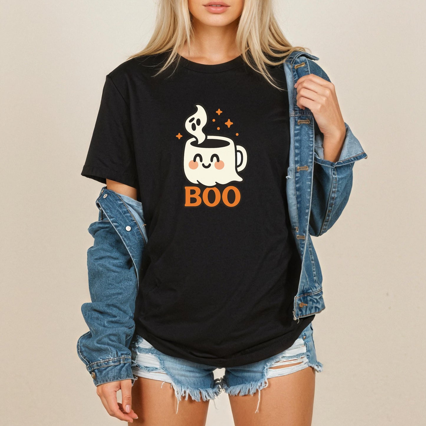 Halloween Coffee Tee – Cute Ghost Shirt With Boo Mug Design | Soft Cotton