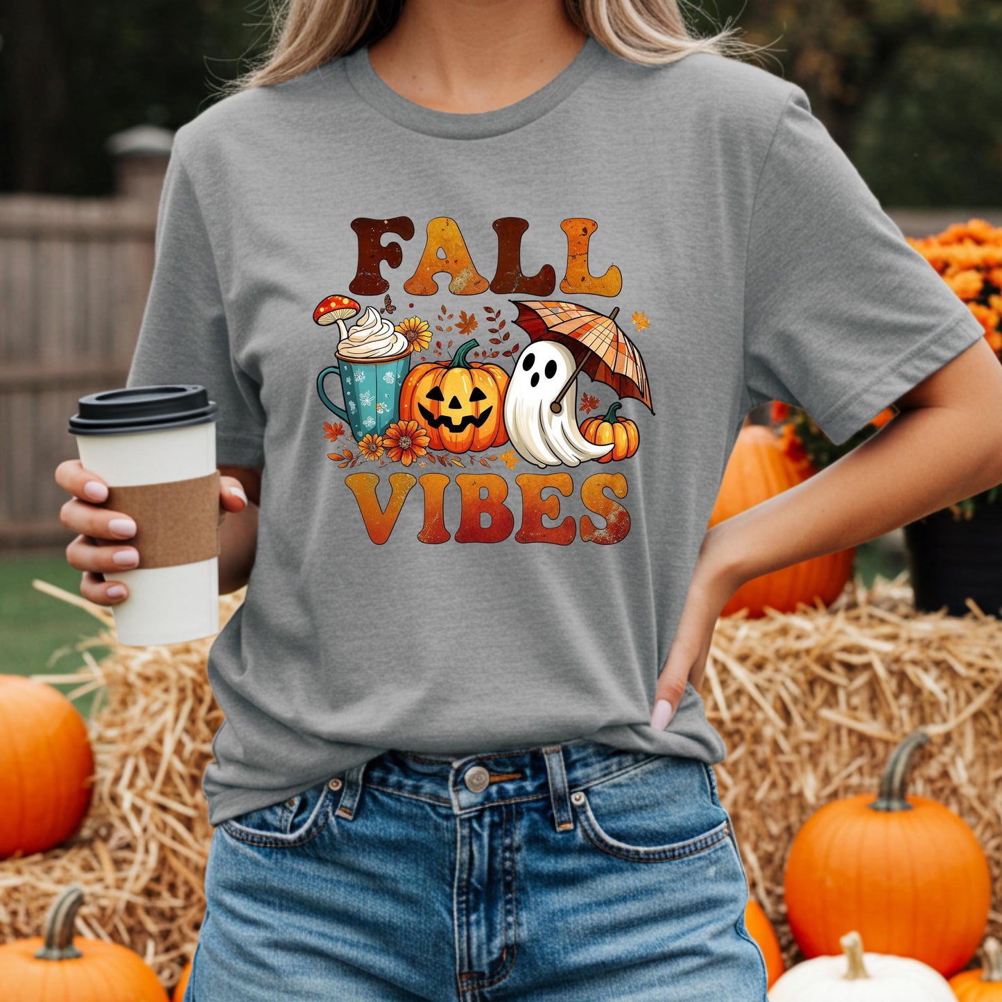 Fall Vibes Graphic Tee - Cozy Season Tee With Pumpkin Spice Shirt Design