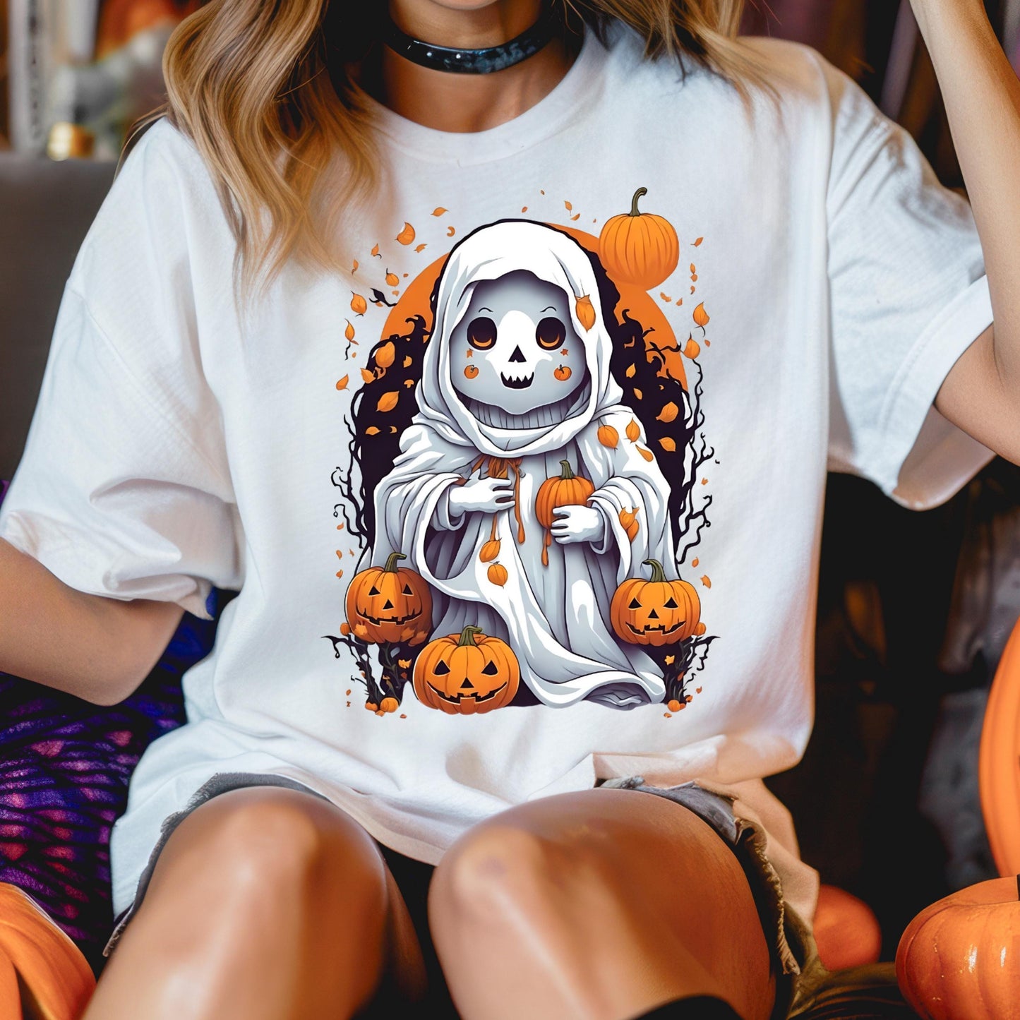 Halloween Ghost Shirt - Cute Pumpkin Patch Shirt | Unisex Soft Cotton Tee
