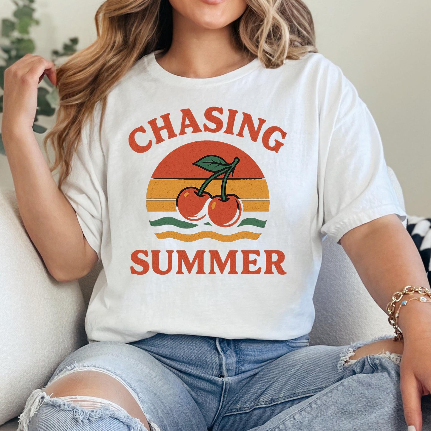 Retro Cherry Tee – Comfort Colors Shirt With Bold Cherry Print, Soft Cotton