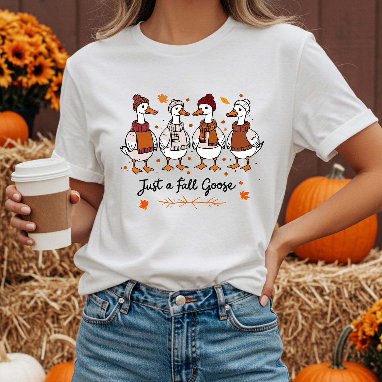 Funny Fall Goose Tee – Cozy Fall Shirt With Cute Farm Animal Design