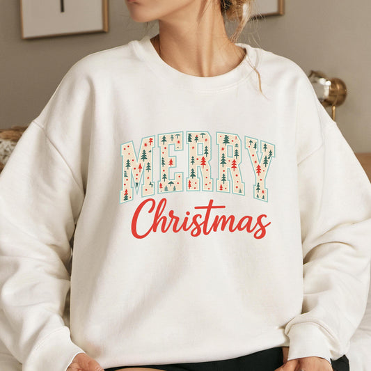 Christmas Tree Sweatshirt – Cozy Holiday Crewneck | Retro Xmas Sweater Gift