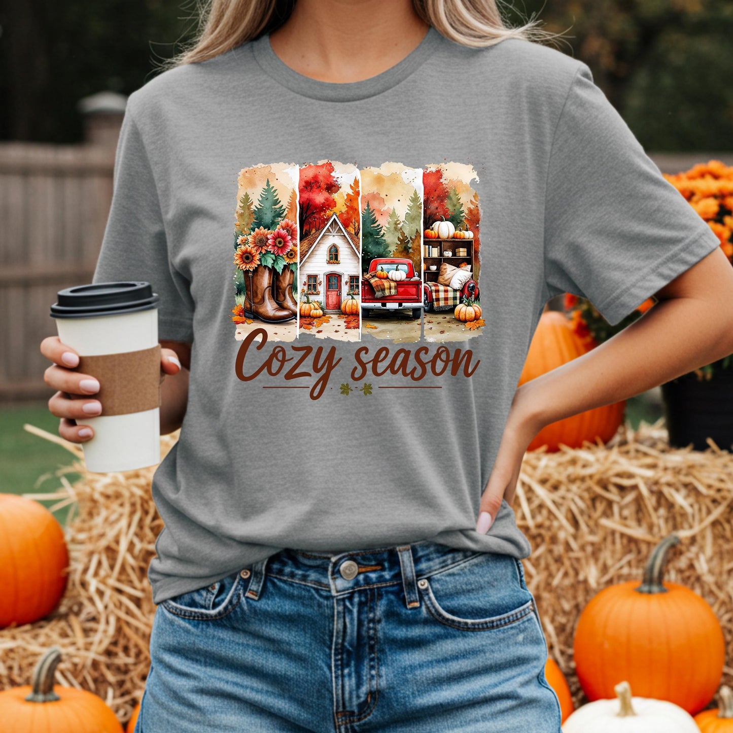 Fall Graphic Tee – Cozy Country Western Pumpkin Truck Shirt | Vintage Autumn Style