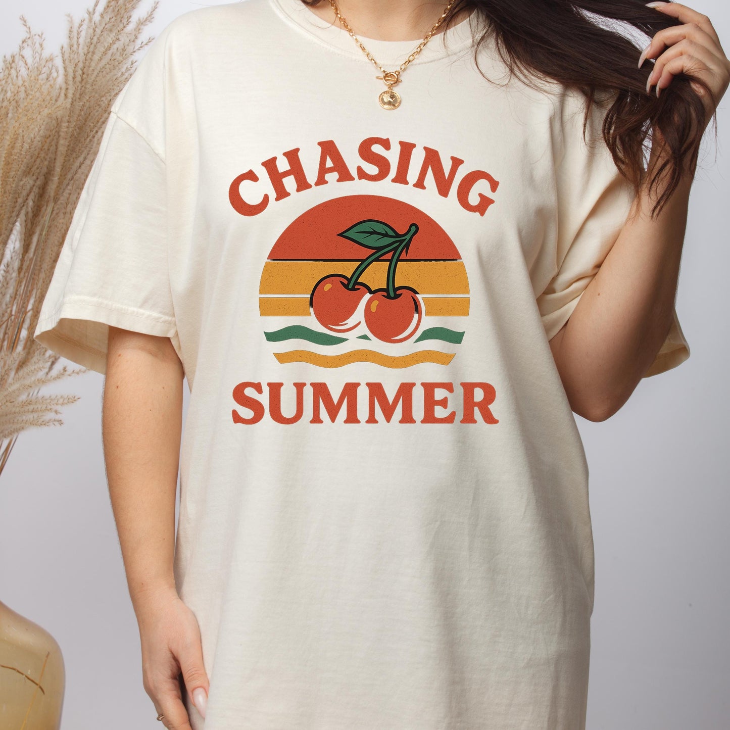 Retro Cherry Tee – Comfort Colors Shirt With Bold Cherry Print, Soft Cotton