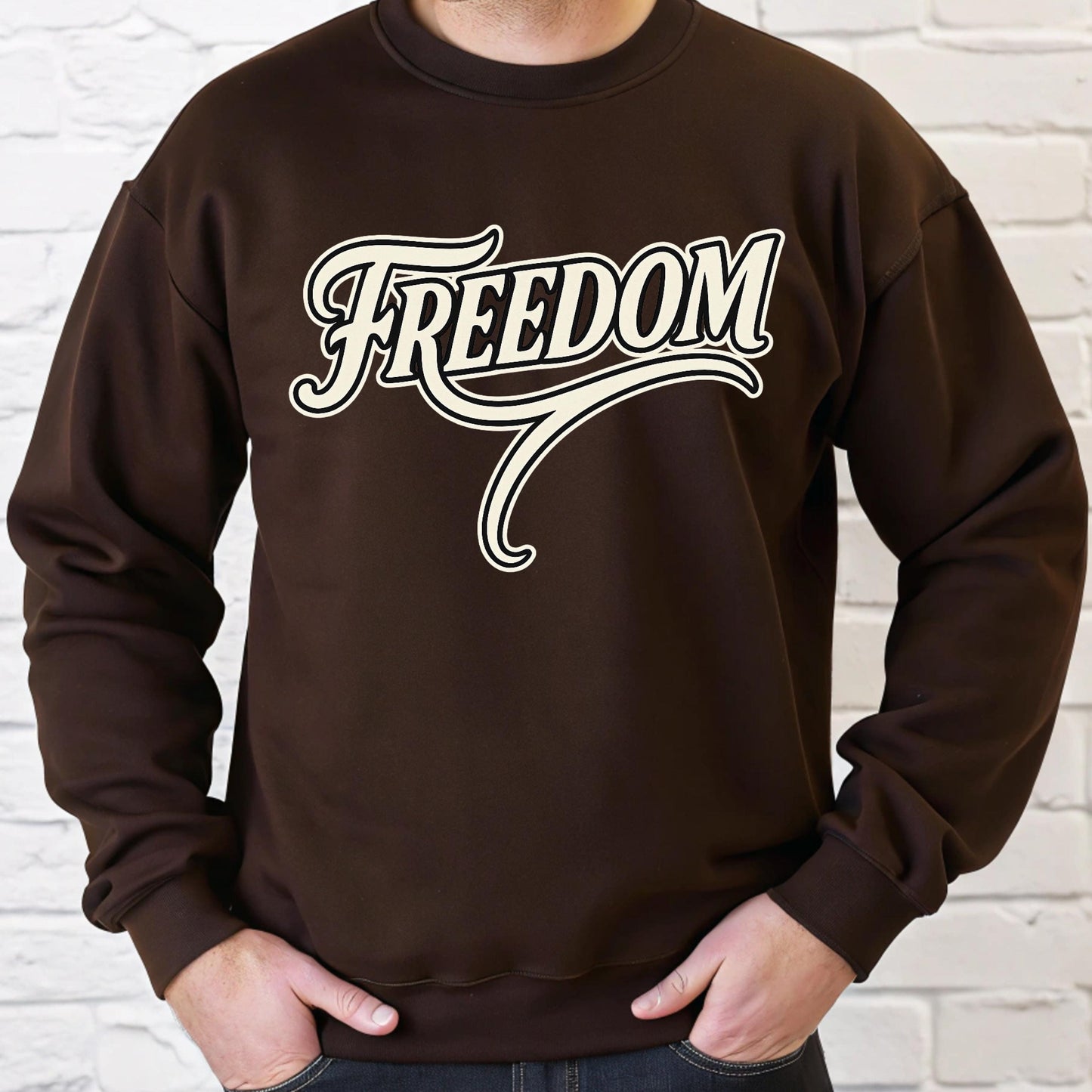 Freedom Sweatshirt – Vintage Script Cotton Blend | Retro Streetwear Hoodie