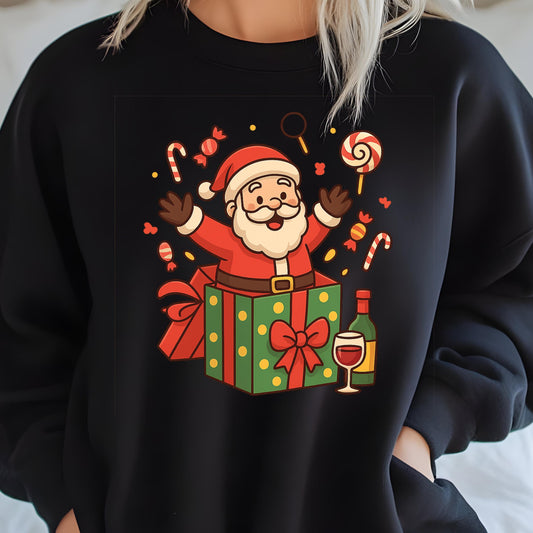Santa Christmas Sweatshirt: Unisex Candy Cane Graphic Pullover