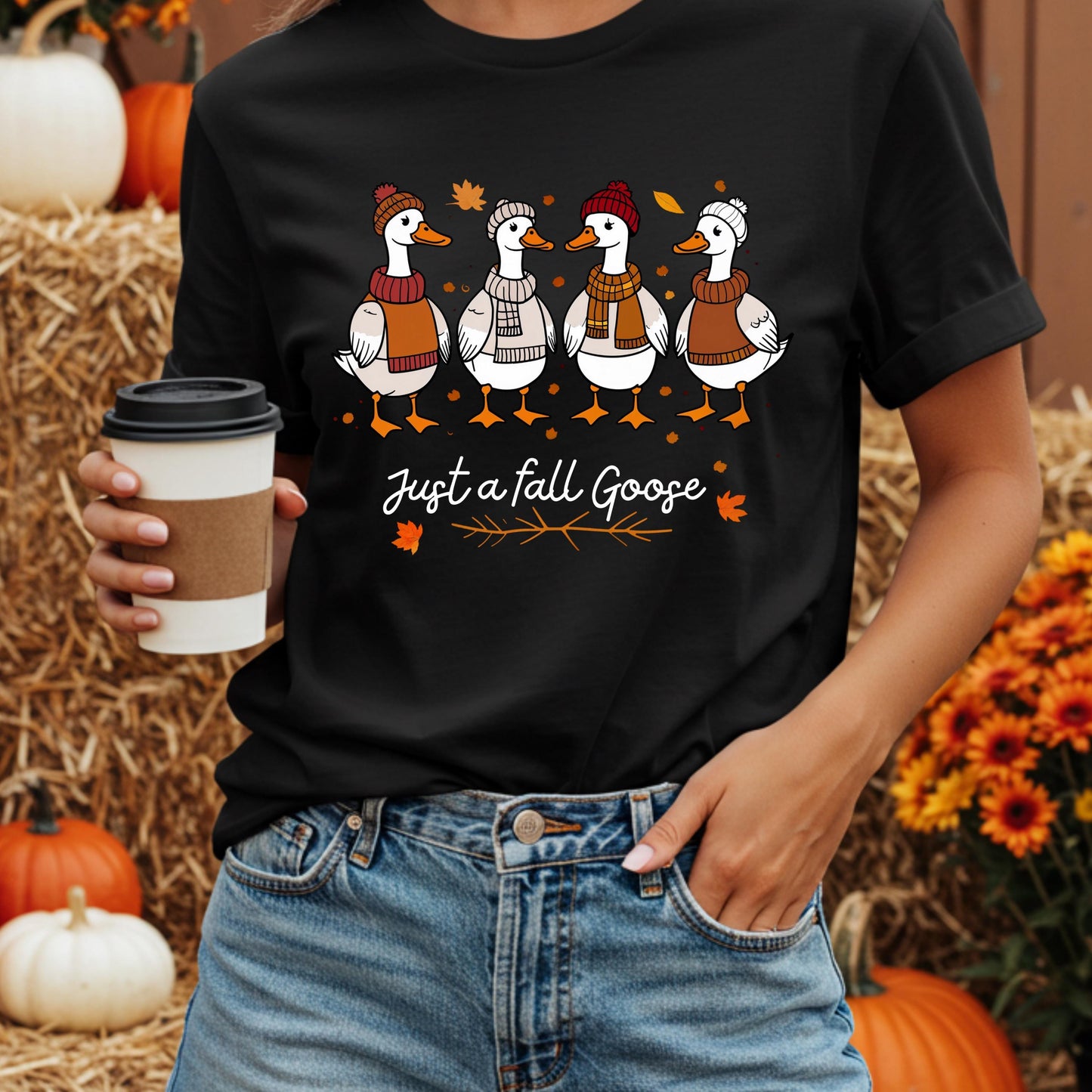 Funny Fall Goose Tee – Cozy Fall Shirt With Cute Farm Animal Design
