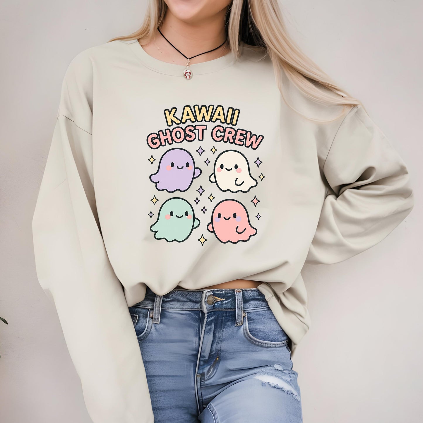 Halloween Ghost Sweatshirt – Cozy Halloween Top With Pastel Kawaii Design
