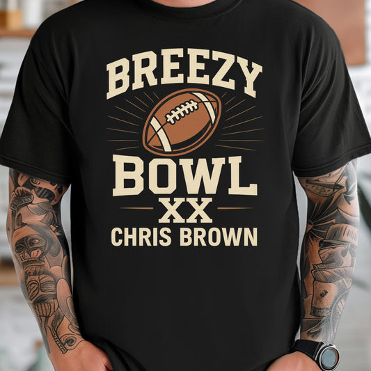 Breezy Bowl Tour Shirt - Chris Brown Tee | Vintage Football Graphic Tee