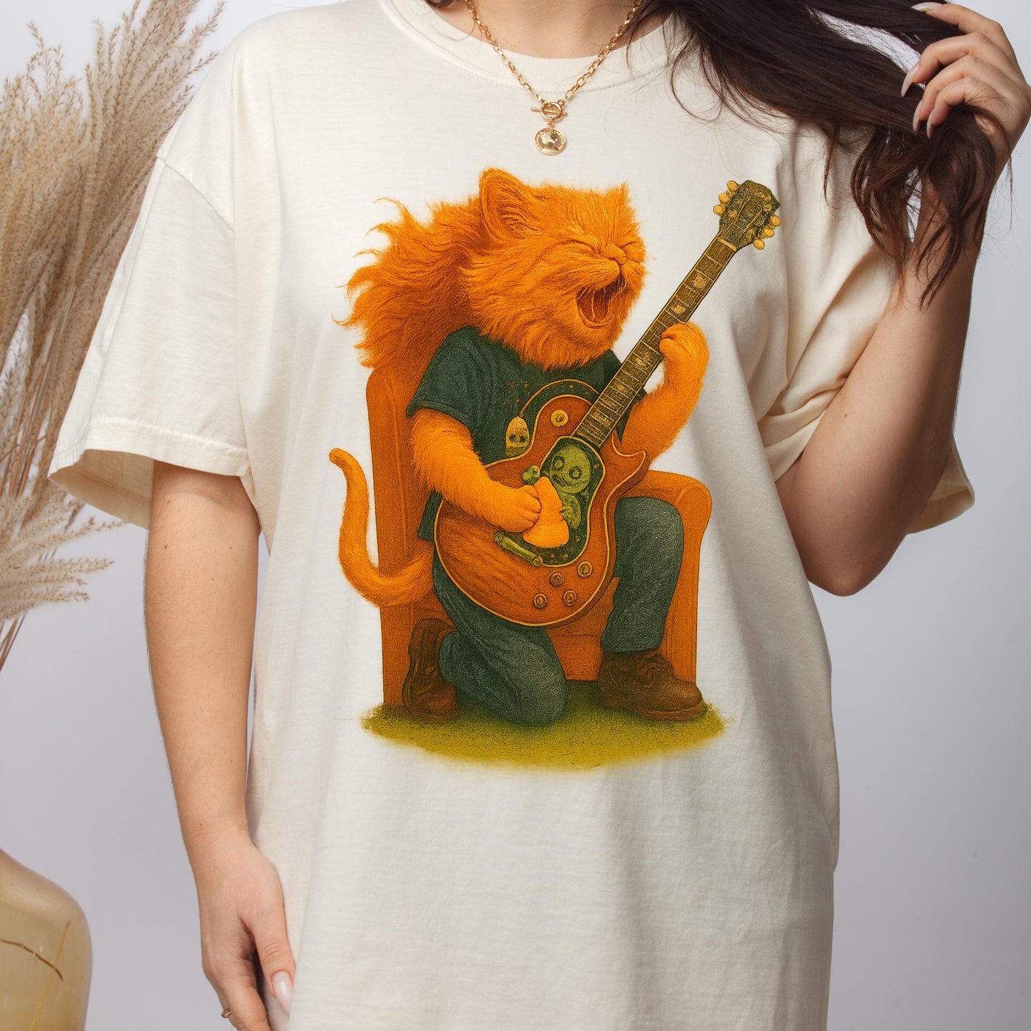 Cat Guitar T-Shirt – Funny Music Lover Tee With Whimsical Guitar Cat Print