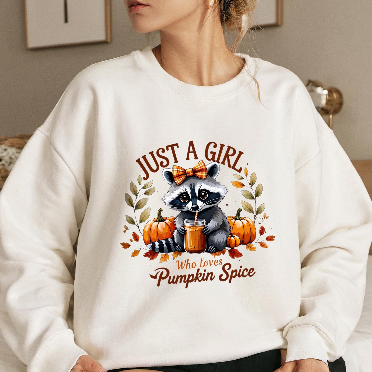 Pumpkin Spice Sweatshirt – Cozy Fall Hoodie With Cute Raccoon Design | Soft Fleece
