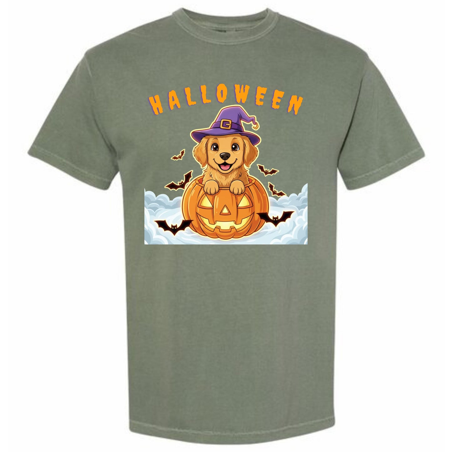 Halloween Puppy Sweatshirt - Cozy Autumn Sweatshirt with Golden Retriever Pumpkin Design