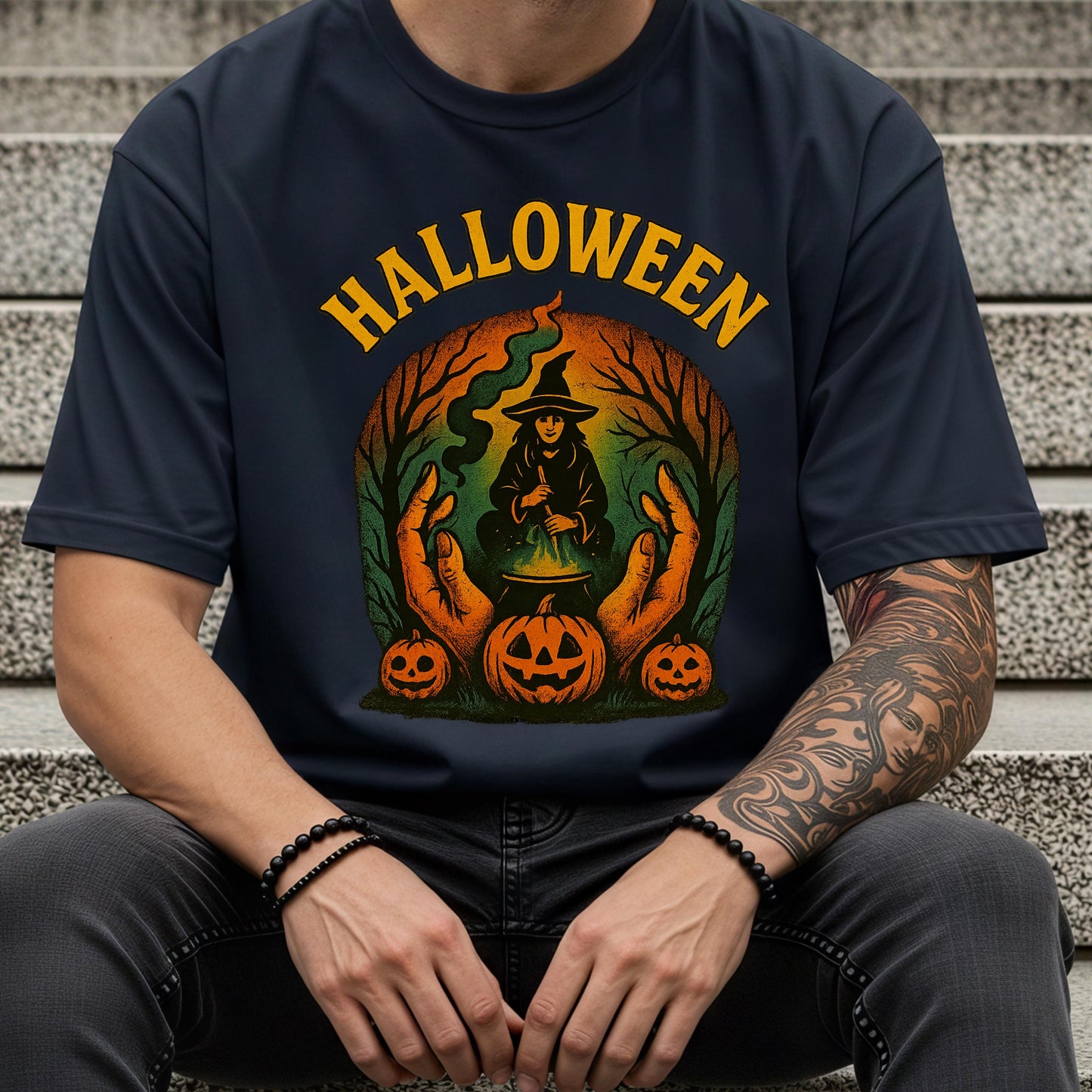 Witch Pumpkin T-Shirt - Vintage Halloween Shirt | Unisex Graphic Tee