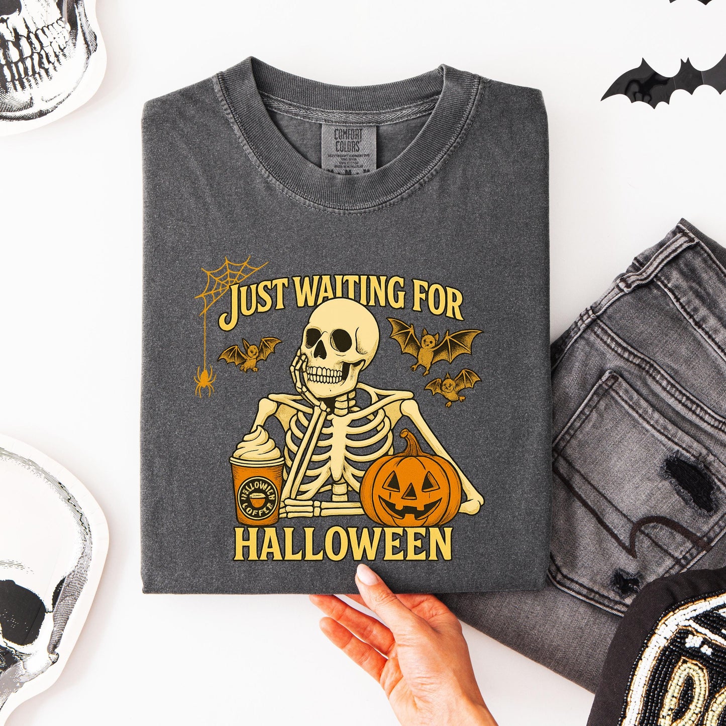 Funny Skeleton Halloween Shirt - Retro Coffee Pumpkin Tee | Soft Cotton, Unisex Fit